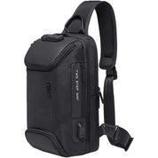 Rucsac crossbody pentru barbati, din poliester rezistent la apa, cu port USB si lacat TSA, buzunar anti furt si bareta cu trident, BANGE BG7082