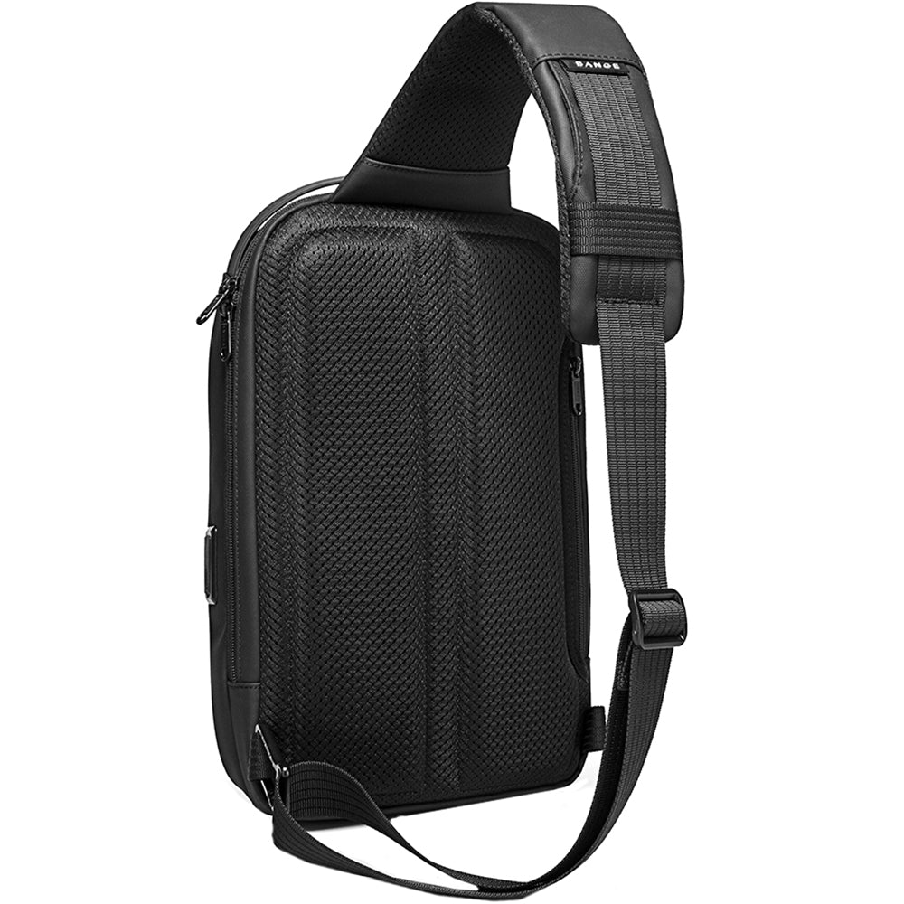 Rucsac unisex crossbody, din poliester este rezistent la apa, compartiment pentru iPad 9,7 inch, cu port USB si buzunar anti furt, BANGE BG7258