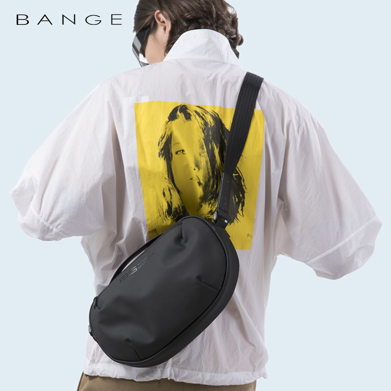 Geanta crossbody unisex, din poliester este rezistenta la apa, inel retractabil pentru chei, buzunar antifurt pe spate, BANGE BG7308