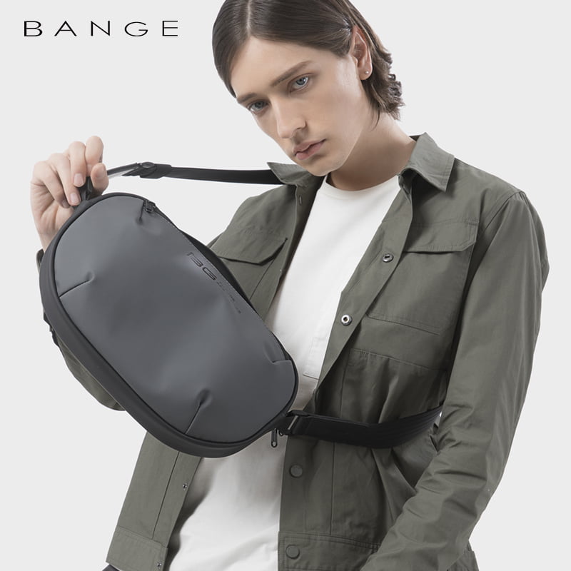 Geanta crossbody unisex, din poliester este rezistenta la apa, inel retractabil pentru chei, buzunar antifurt pe spate, BANGE BG7308