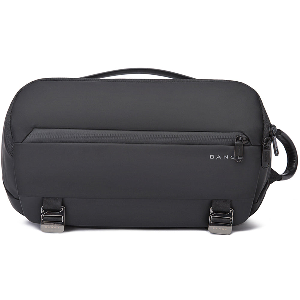 Geanta crossbody, tip rucsac unisex, din poliester este rezistenta la stropi, spate moale captusit cu buzunar antifurt, bareta cu trident si inel retractabil pentru chei, BANGE BG7322