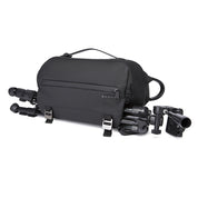 Geanta crossbody, tip rucsac unisex, din poliester este rezistenta la stropi, spate moale captusit cu buzunar antifurt, bareta cu trident si inel retractabil pentru chei, BANGE BG7322