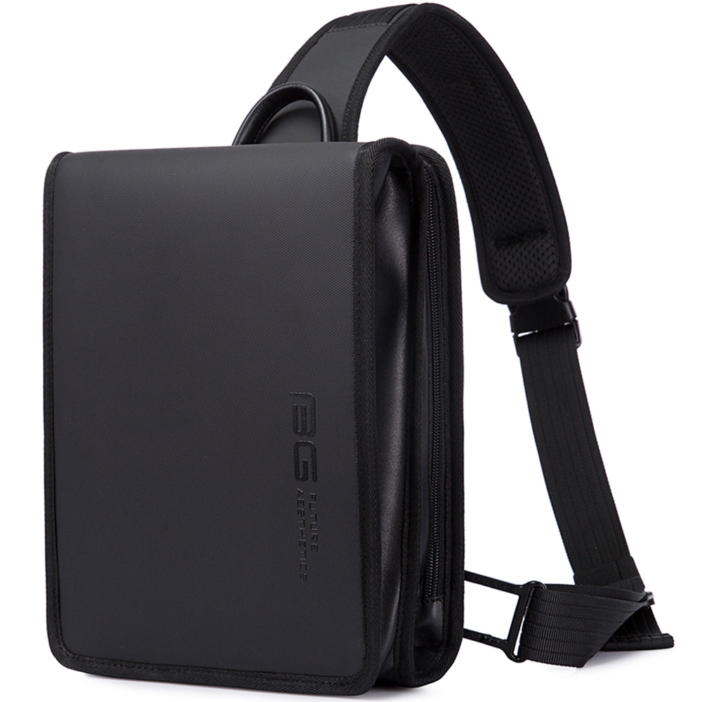 Geanta crossbody, tip rucsac unisex, forma patrata, din poliester rezistent la apa, bareta cu trident, compartiment pentru tableta 9,7 inch BANGE BG7323