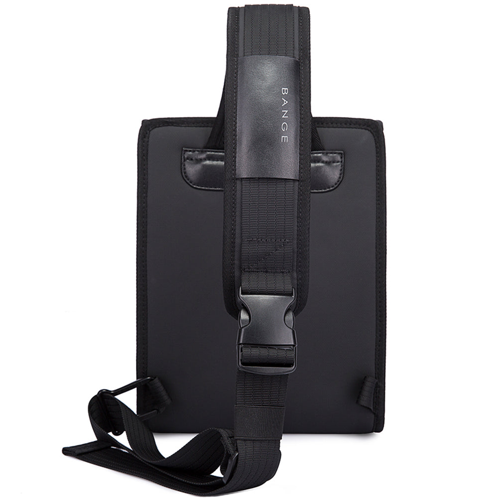 Geanta crossbody, tip rucsac unisex, forma patrata, din poliester rezistent la apa, bareta cu trident, compartiment pentru tableta 9,7 inch BANGE BG7323