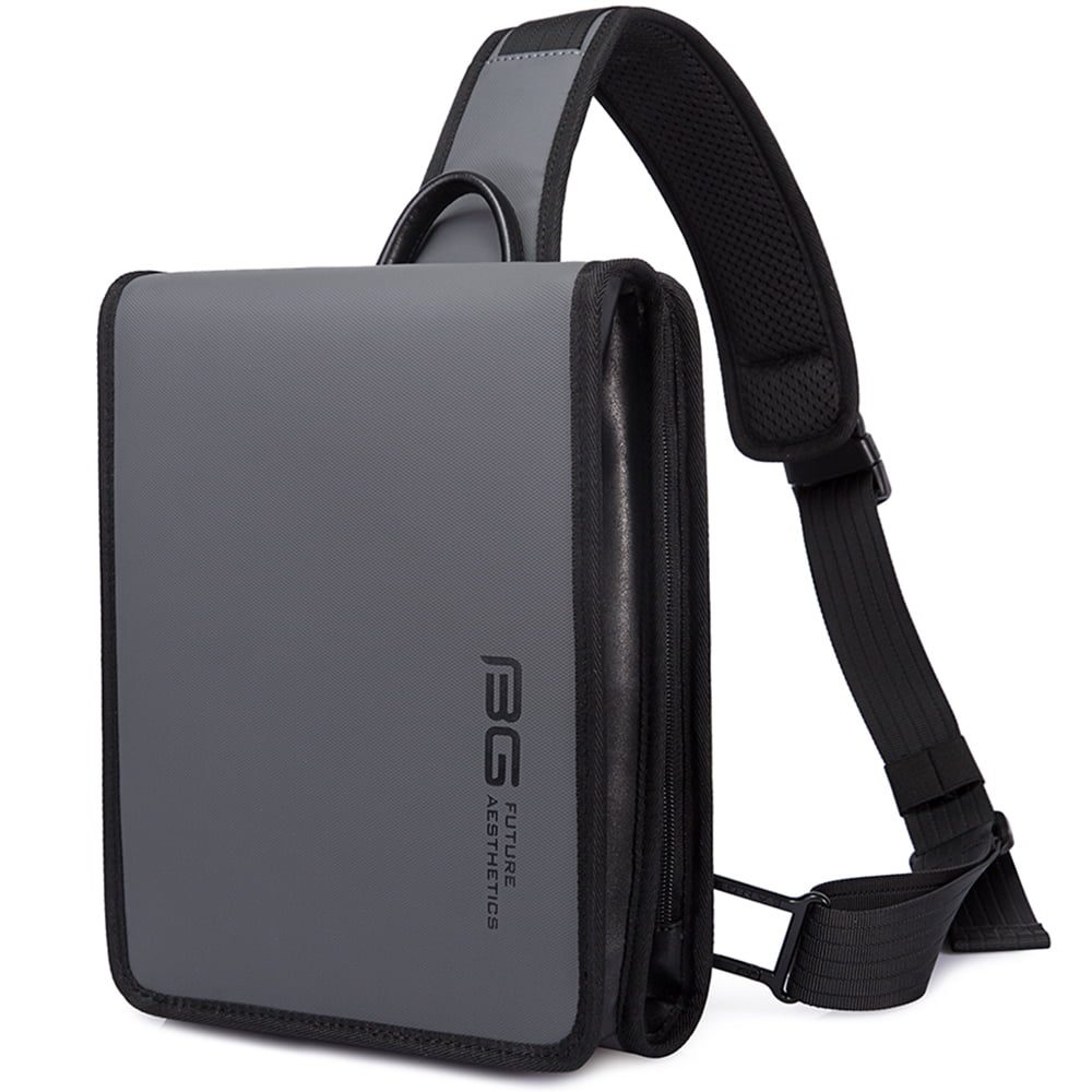 Geanta crossbody, tip rucsac unisex, forma patrata, din poliester rezistent la apa, bareta cu trident, compartiment pentru tableta 9,7 inch BANGE BG7323