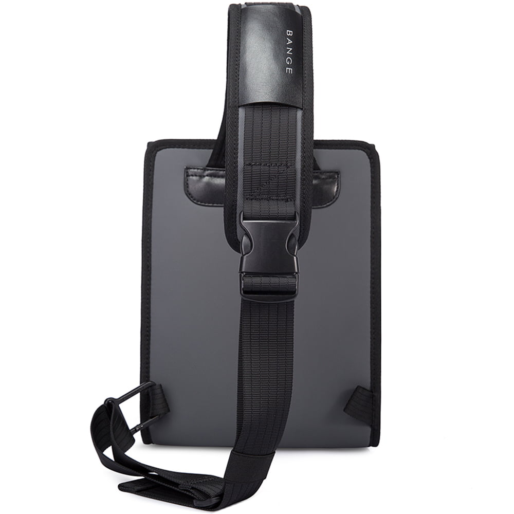 Geanta crossbody, tip rucsac unisex, forma patrata, din poliester rezistent la apa, bareta cu trident, compartiment pentru tableta 9,7 inch BANGE BG7323