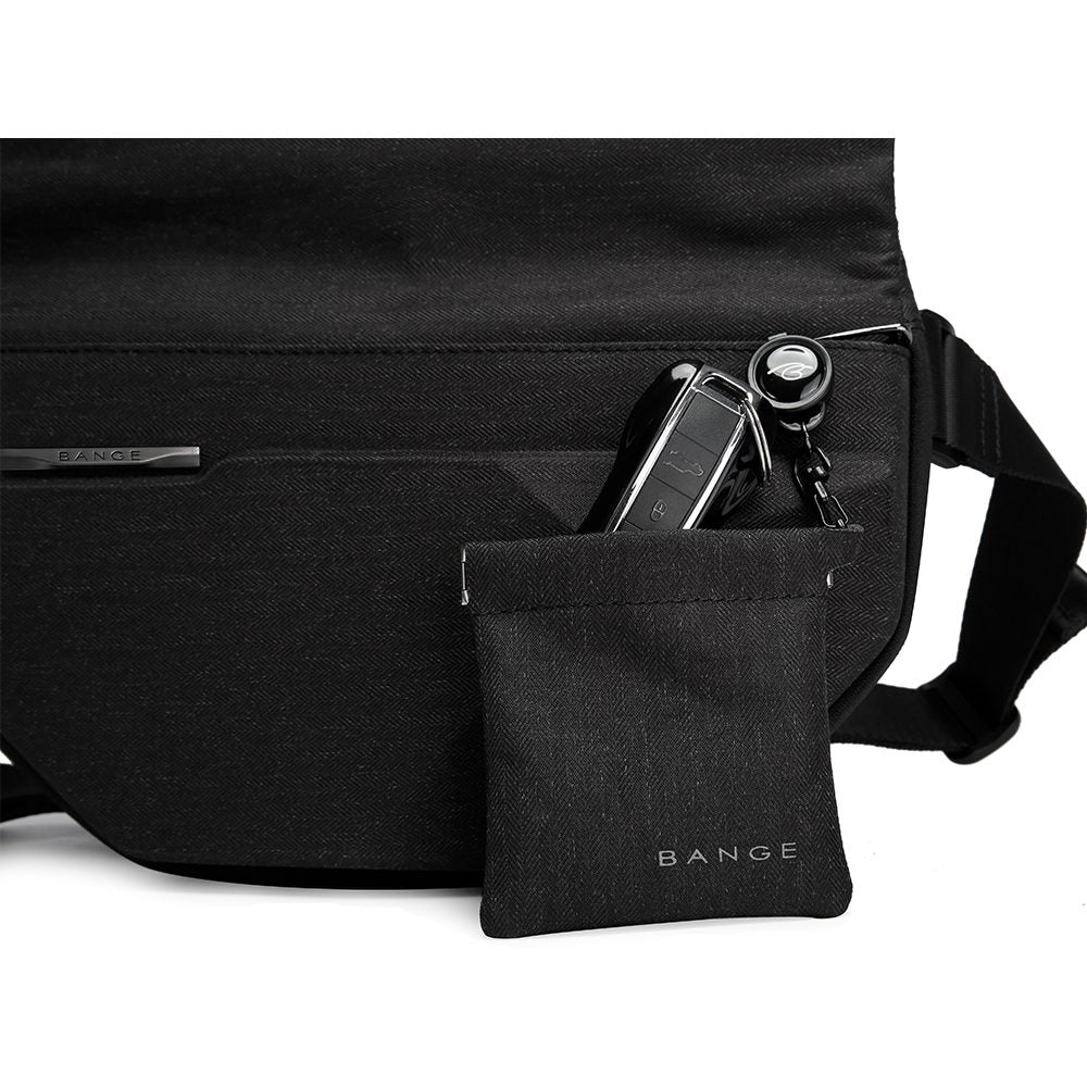 Geanta crossbody, unisex, din poliester, rezistenta la stropi, inel retractabil pentru chei, BANGE BG7502