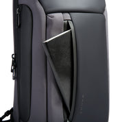 Rucsac crossbody unisex, futuristic din poliester rezistent la apa, cu o bareta stinga dreapta, spate moale cu buzunar anti furt, BANGE BG7566