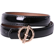Curea dama, ROCS, piele naturala cu aspect lacuit, model subtire BZ-28