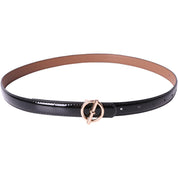 Curea dama, ROCS, piele naturala cu aspect lacuit, model subtire BZ-28