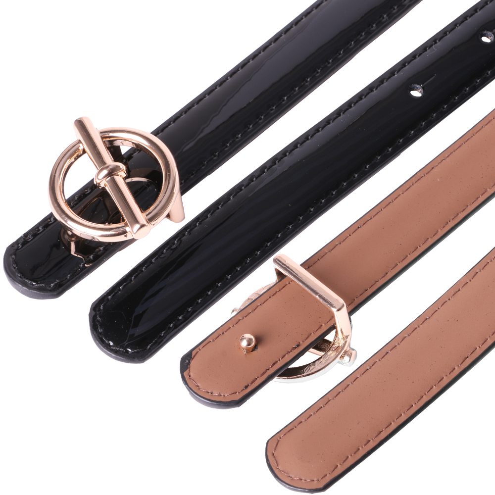 Curea dama, ROCS, piele naturala cu aspect lacuit, model subtire BZ-28