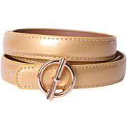 Curea dama, ROCS, piele naturala cu aspect lacuit, model subtire BZ-28