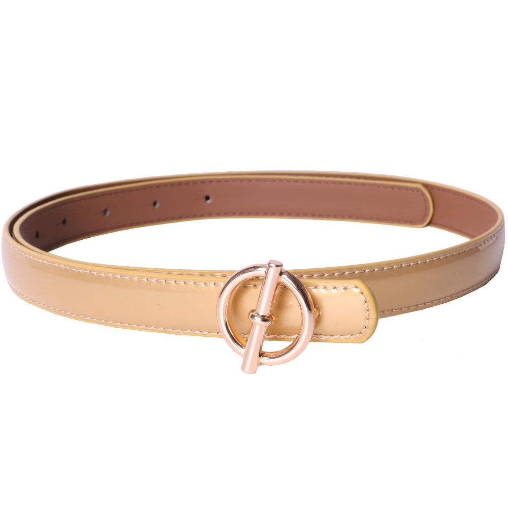 Curea dama, ROCS, piele naturala cu aspect lacuit, model subtire BZ-28