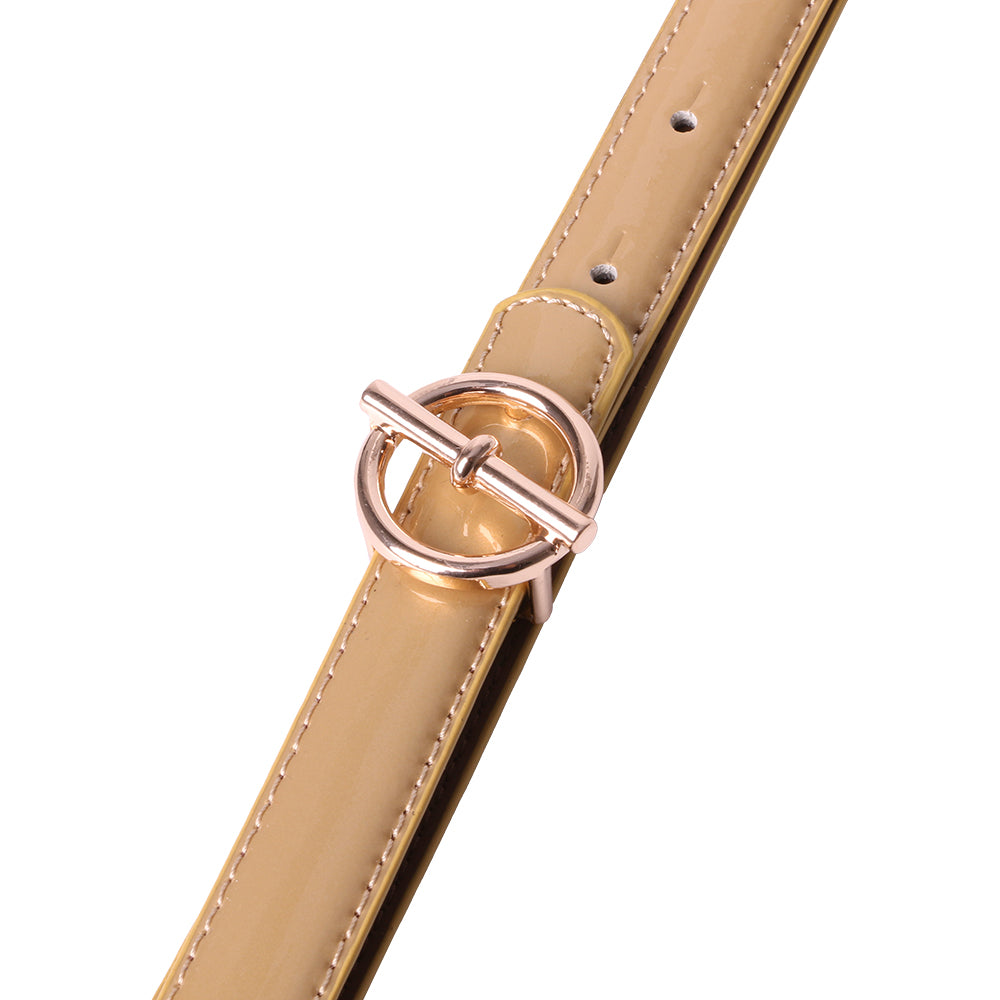 Curea dama, ROCS, piele naturala cu aspect lacuit, model subtire BZ-28