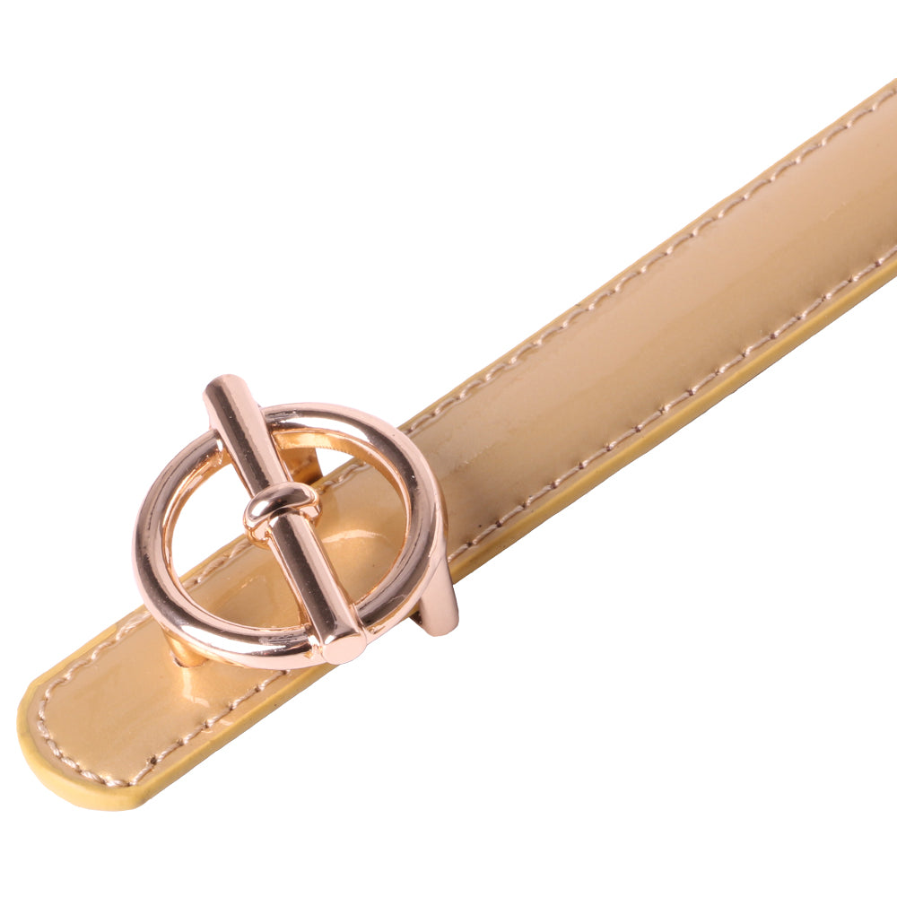 Curea dama, ROCS, piele naturala cu aspect lacuit, model subtire BZ-28