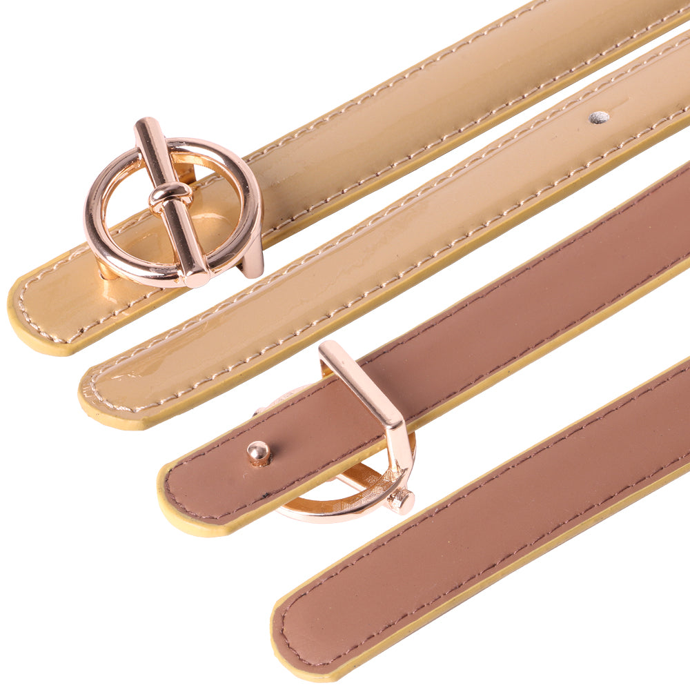 Curea dama, ROCS, piele naturala cu aspect lacuit, model subtire BZ-28