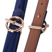 Curea dama, ROCS, piele naturala cu aspect lacuit, model subtire BZ-28