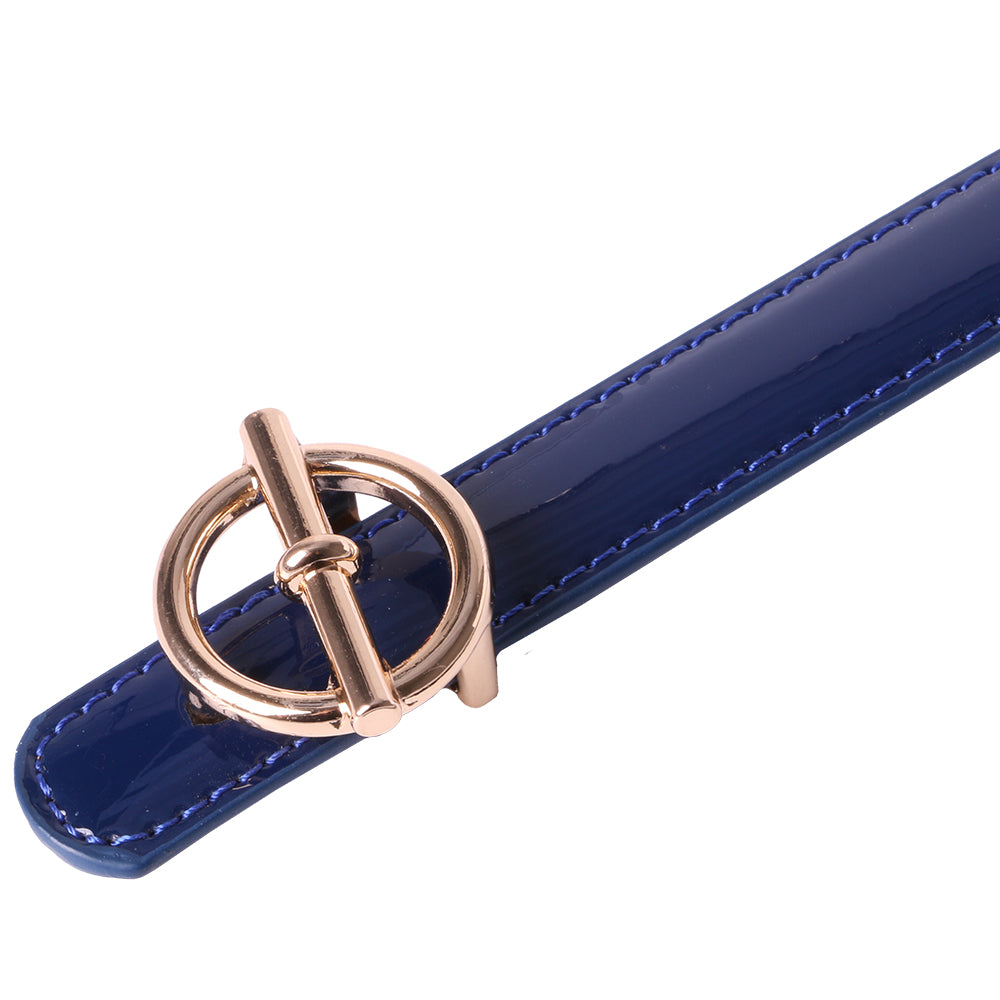 Curea dama, ROCS, piele naturala cu aspect lacuit, model subtire BZ-28
