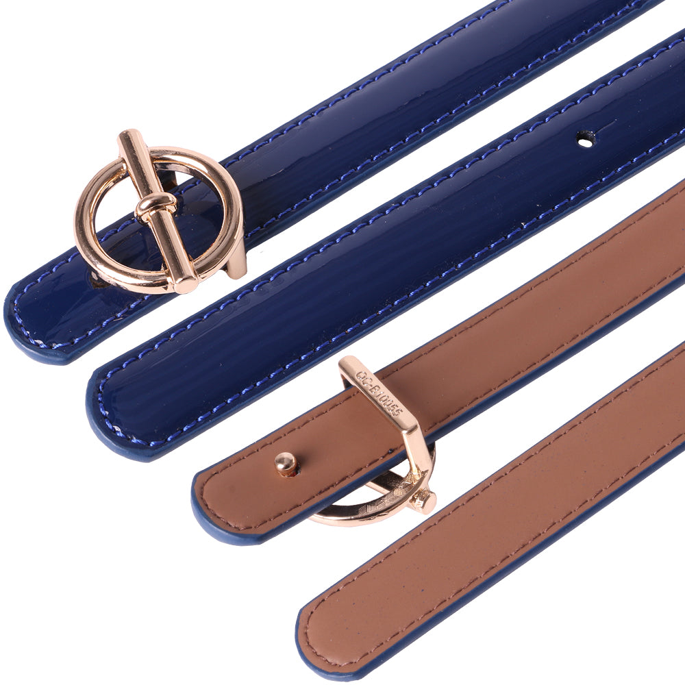 Curea dama, ROCS, piele naturala cu aspect lacuit, model subtire BZ-28