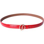 Curea dama, ROCS, piele naturala cu aspect lacuit, model subtire BZ-28