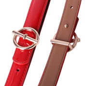 Curea dama, ROCS, piele naturala cu aspect lacuit, model subtire BZ-28