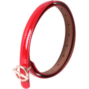 Curea dama, ROCS, piele naturala cu aspect lacuit, model subtire BZ-28