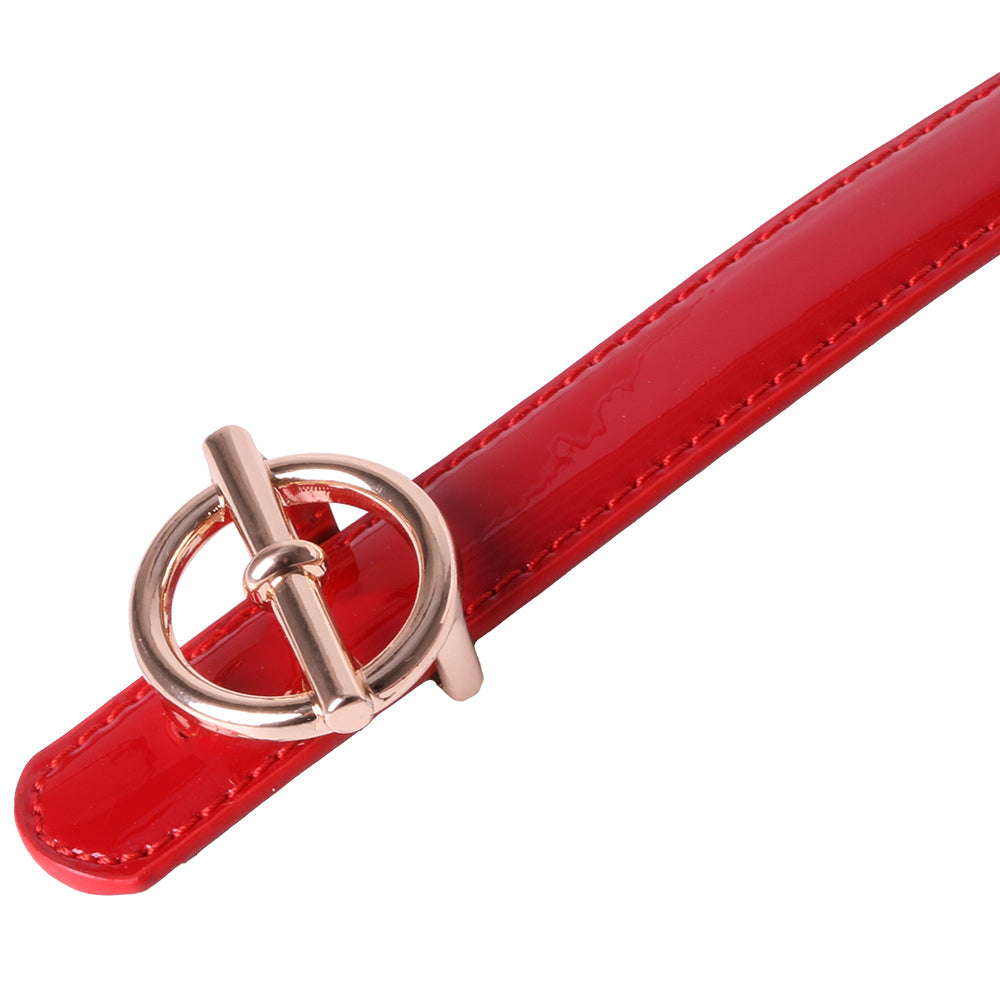 Curea dama, ROCS, piele naturala cu aspect lacuit, model subtire BZ-28
