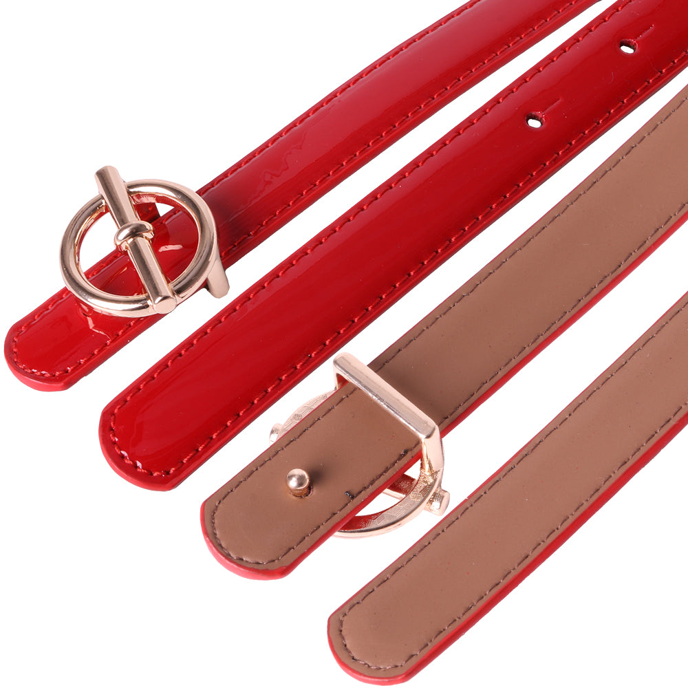 Curea dama, ROCS, piele naturala cu aspect lacuit, model subtire BZ-28