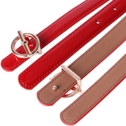Curea dama, ROCS, piele naturala cu aspect lacuit, model subtire BZ-28