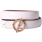 Curea dama, ROCS, piele naturala cu aspect lacuit, model subtire BZ-28