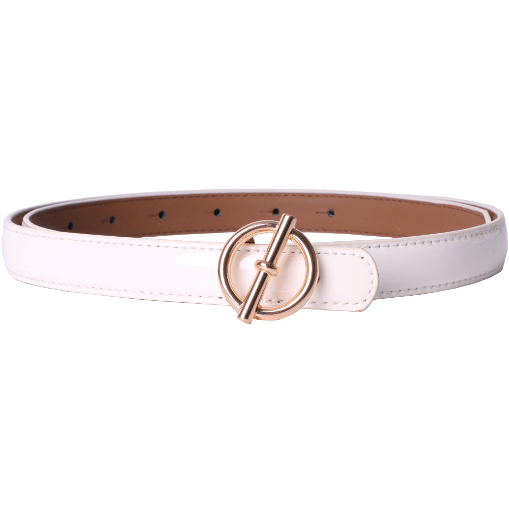 Curea dama, ROCS, piele naturala cu aspect lacuit, model subtire BZ-28