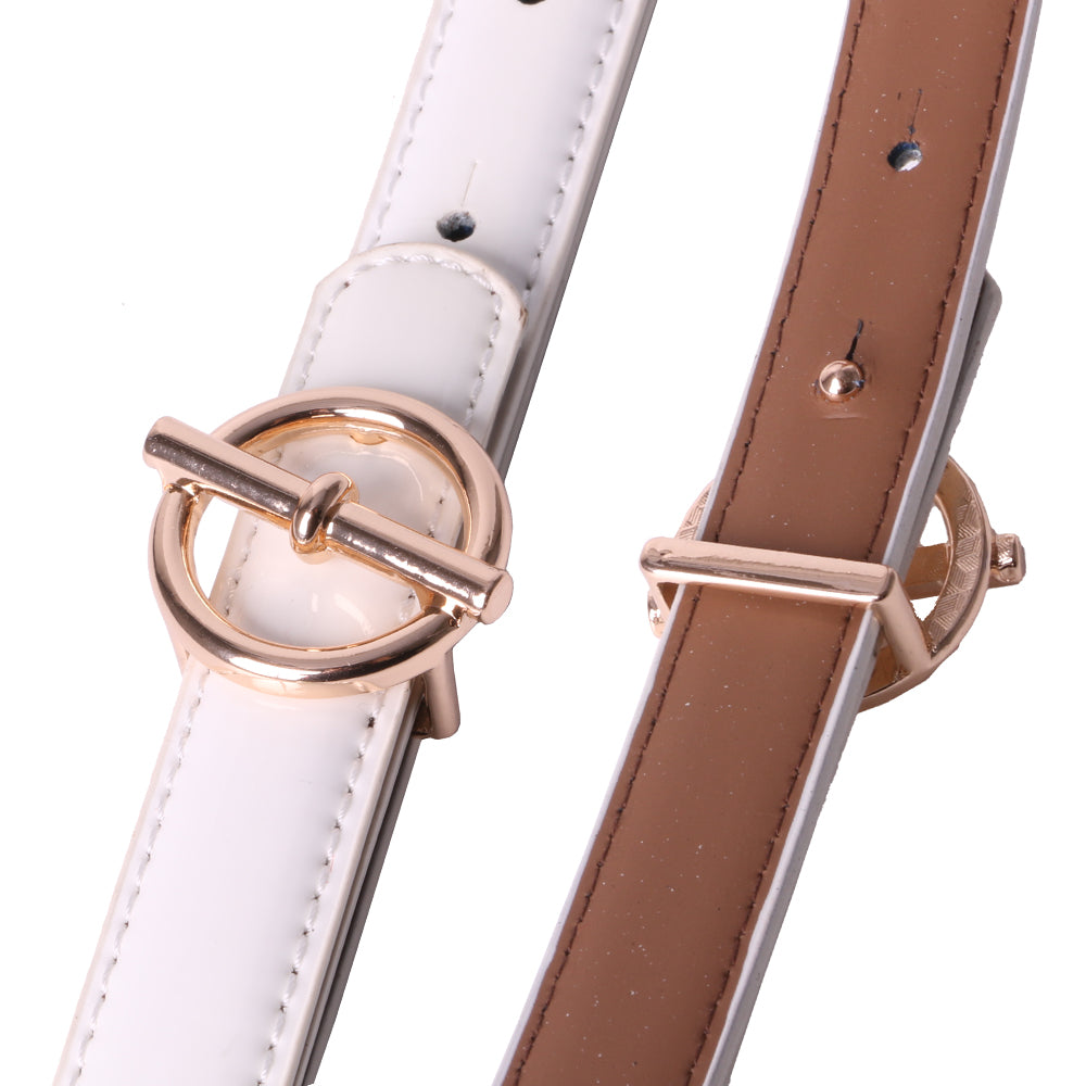 Curea dama, ROCS, piele naturala cu aspect lacuit, model subtire BZ-28
