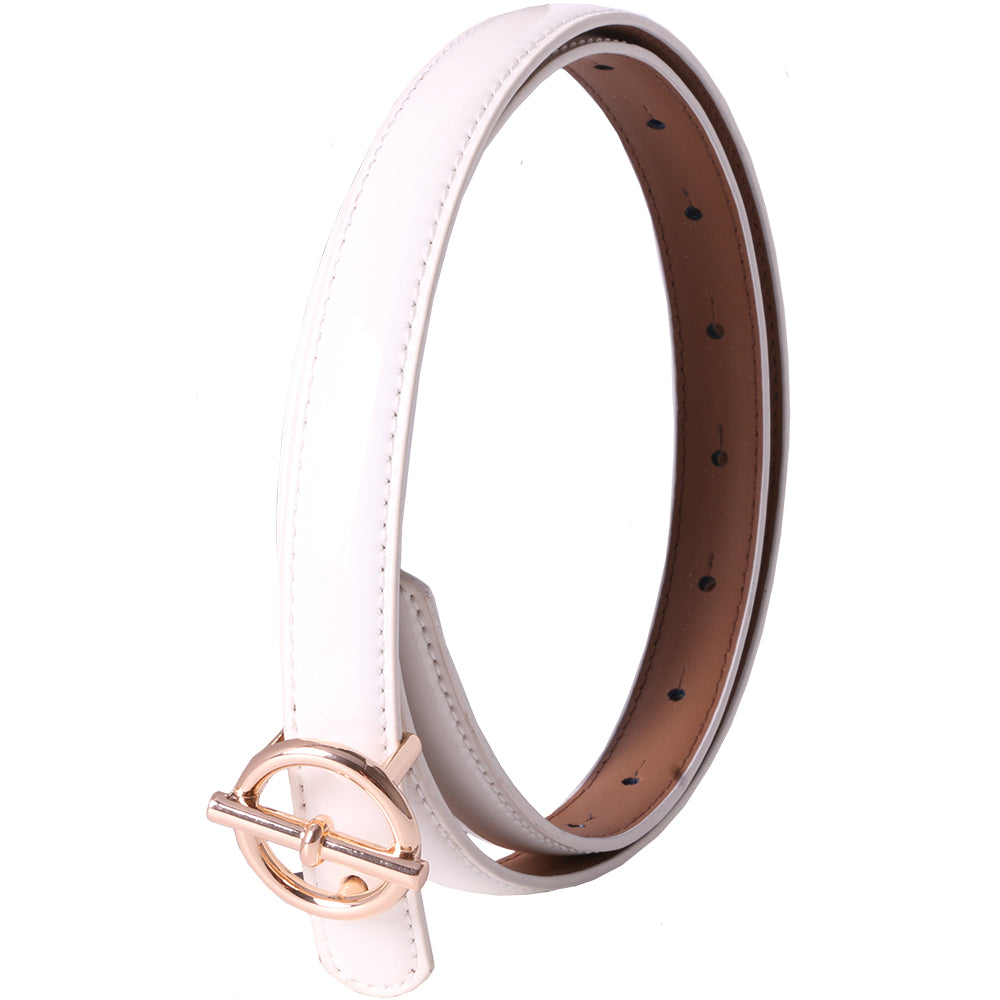 Curea dama, ROCS, piele naturala cu aspect lacuit, model subtire BZ-28