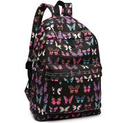 Rucsac casual pentru adolescenti, cu print fluturi, Miss Lulu E1401B