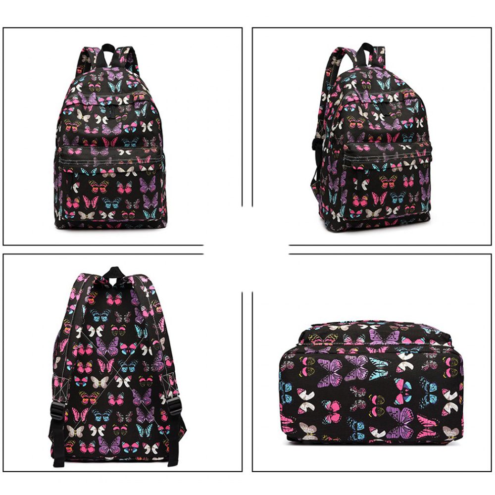 Rucsac casual pentru adolescenti, cu print fluturi, Miss Lulu E1401B