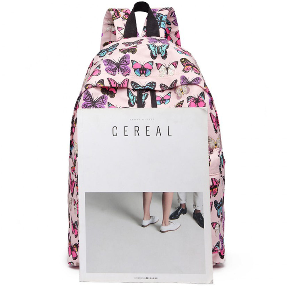 Rucsac casual pentru adolescenti, cu print fluturi, Miss Lulu E1401B