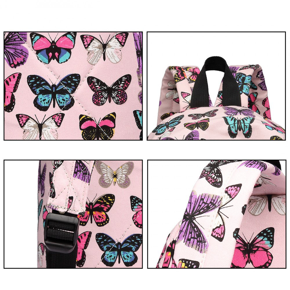 Rucsac casual pentru adolescenti, cu print fluturi, Miss Lulu E1401B