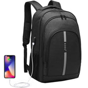 Rucsac casual unisex, cu benzi reflectorizante, port USB, rezistent la stropii de apa KONO E1972