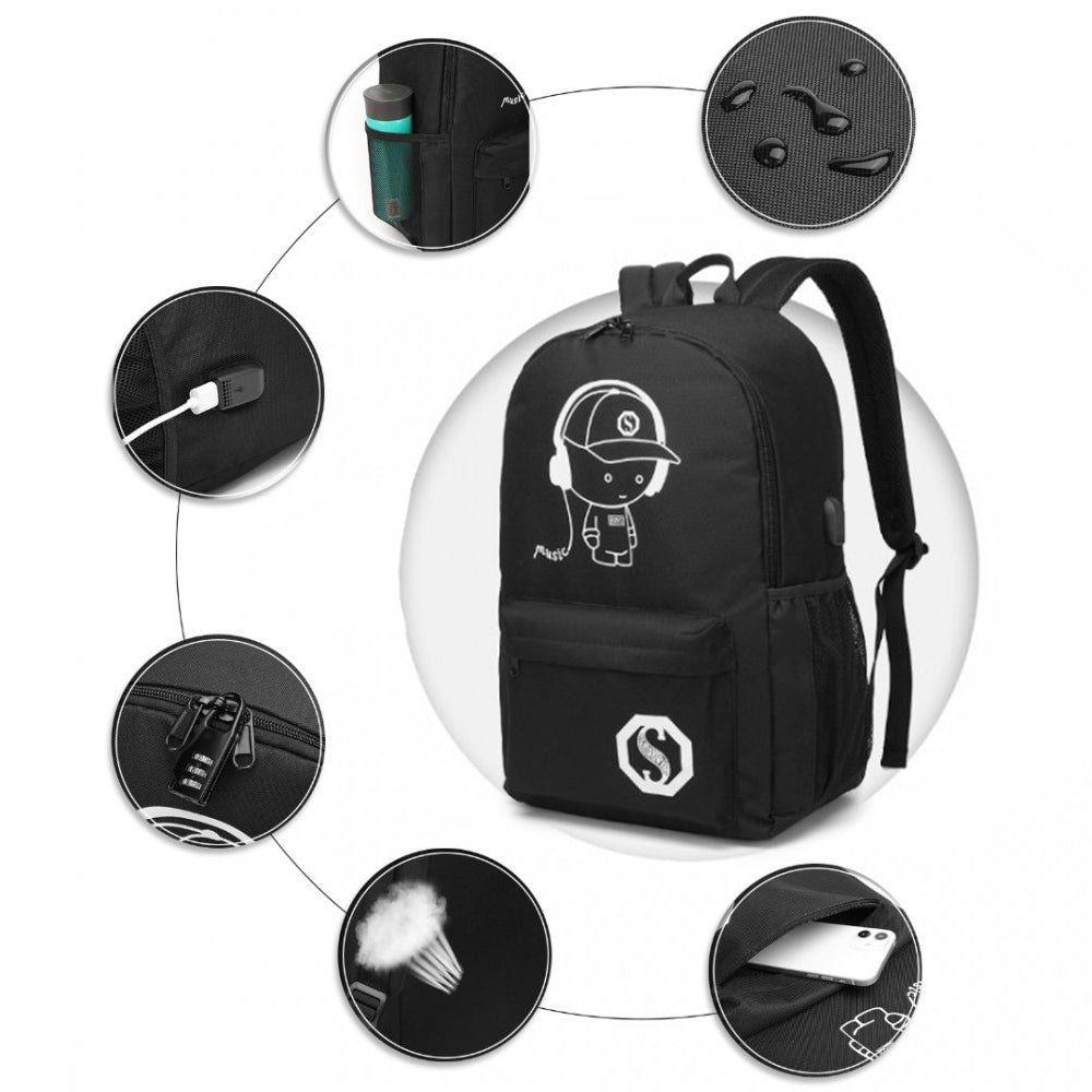 Rucsac Smart Waterproof, Port USB si element reflectorizant, portofel inclus, E6879