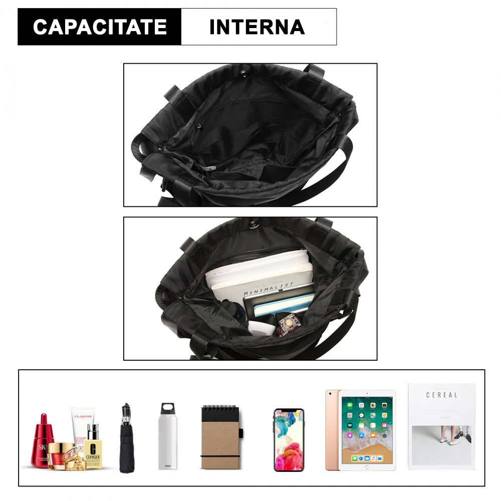 Rucsac casual pentru dama, inchidere cu snur din nylon, rezistent la stropi  Miss Lulu E6912