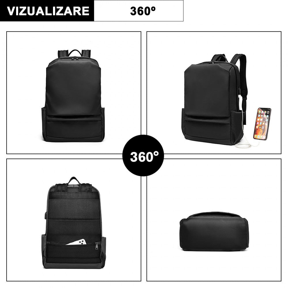 Rucsac smart casual unisex, cu port USB si AUX, din nylon rezistent la stropi, KONO E6913