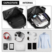 Rucsac smart casual unisex, cu port USB si AUX, din nylon rezistent la stropi, KONO E6913