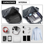 Rucsac smart casual unisex, cu port USB si AUX, din nylon rezistent la stropi, KONO E6913