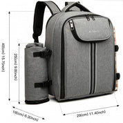 Rucsac unisex pentru picnic, din panza Canvas, incapator si rezistent la stropi, KONO E6915