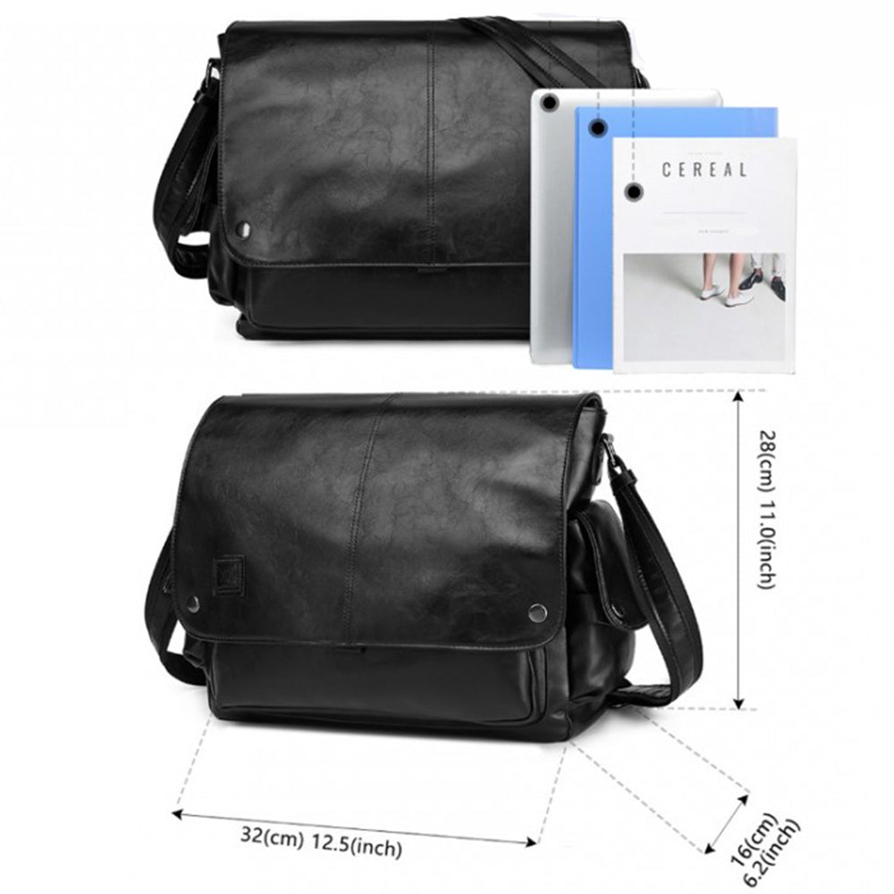 Geanta barbati, stil messenger compartiment mare, din piele ecologica, buzunar frontal KONO EB2127