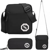 Rucsac unisex pentru laptop, cu geanta de umar si penar, cu detalii reflectorizante, KONO EB2363