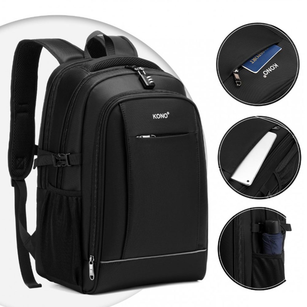 Rucsac unisex pentru calatorii, cu port USB, este rezistent la stropi, KONO EM2130