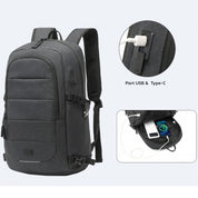 Rucsac casual unisex multi-compartimentat, rezistent la apa cu port USB, KONO EM2347