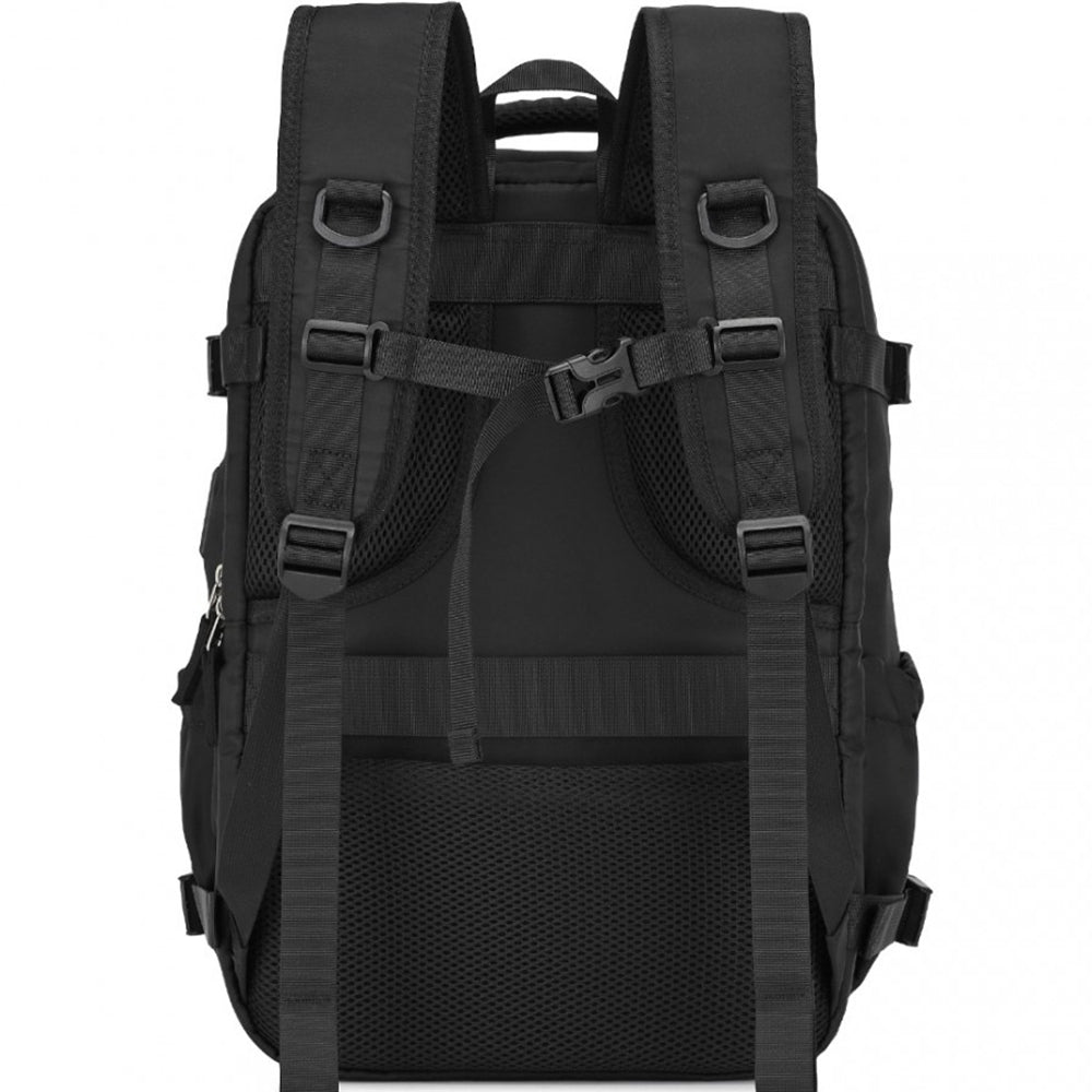 Rucsac unisex casual pentru calatorii cu borseta detasabila, din poliester este rezistetn la stropi, cu port USB TYPE-C, se fizeaza de valiza, KONO EQ2406