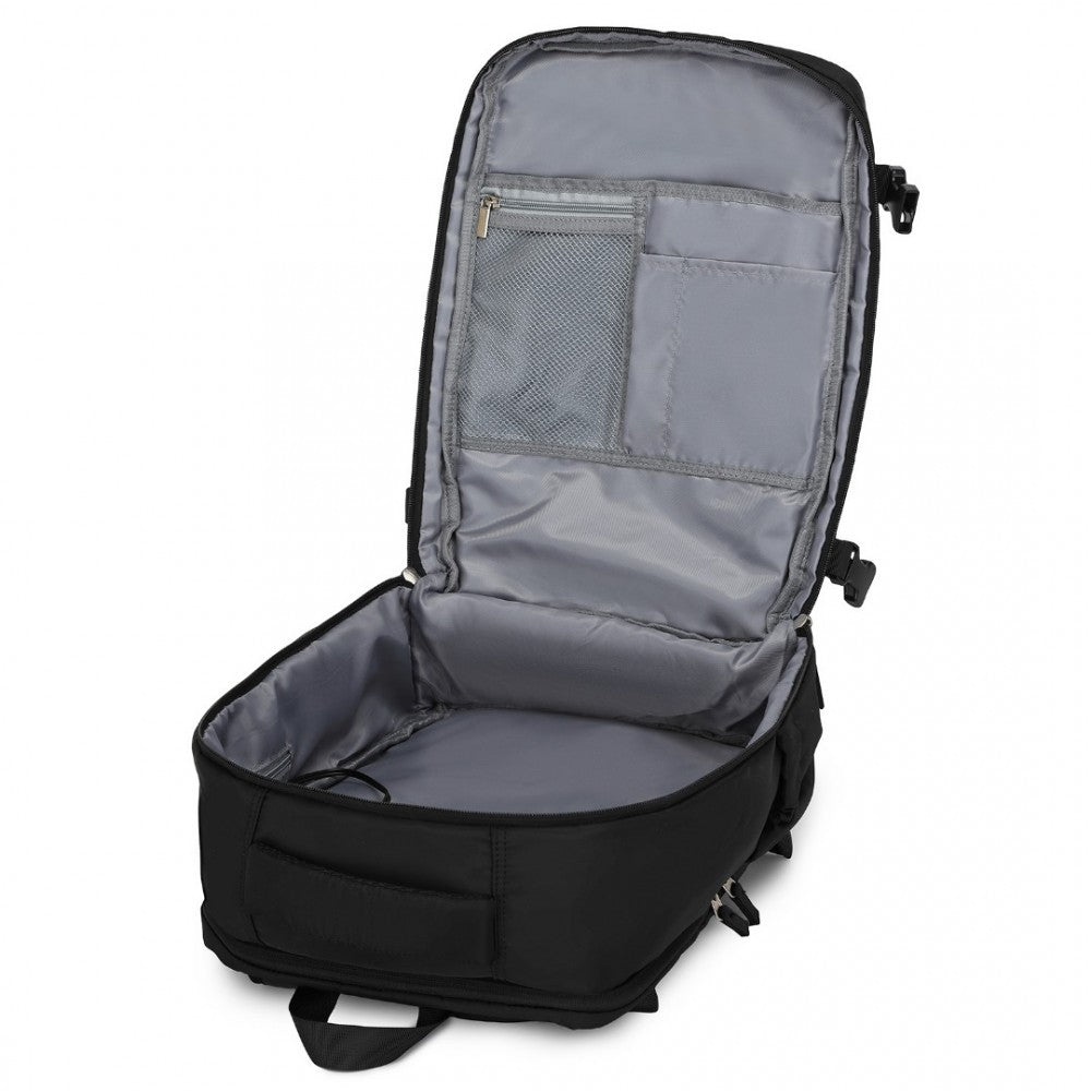 Rucsac unisex casual pentru calatorii cu borseta detasabila, din poliester este rezistetn la stropi, cu port USB TYPE-C, se fizeaza de valiza, KONO EQ2406